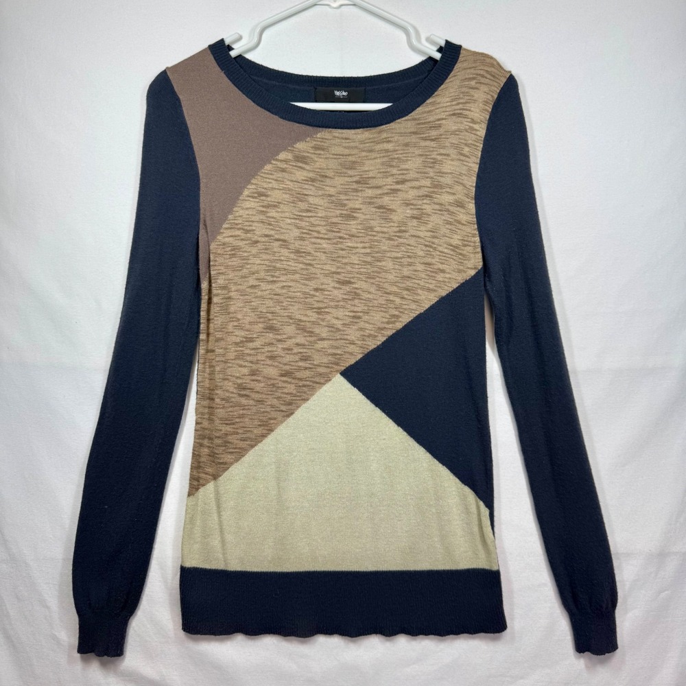 Mossimo Geometric Color Block‎ Knit Sweater Pullover Long Sleeve Sz XS